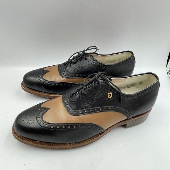 Vintage Footjoy Classics Women 8.5 B Leather Wingtip Golf Shoes Made USA - Picture 8 of 16